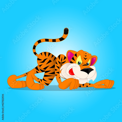 Fototapeta Naklejka Na Ścianę i Meble -  crouching tiger cartoon