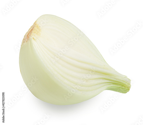 half a green onion isolated on white