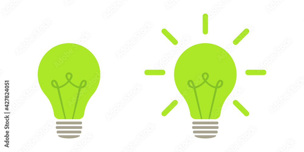 Green light of nature energy lamp. Icon. Illustration Green light of nature energy lamp. Icon. Illustration