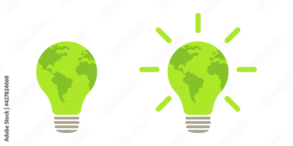 Green light of nature energy lamp. Icon. Illustration Green light of nature energy lamp. Icon. Illustration