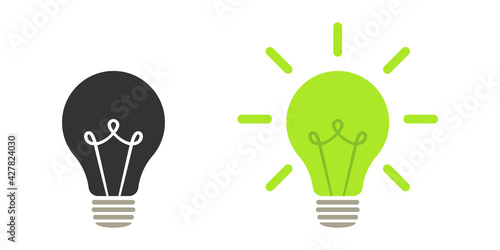 Green light of nature energy lamp. Icon. Illustration