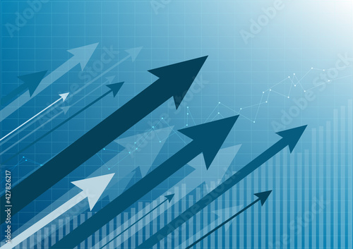 Abstract arrow growth and success graph business stock market sign vector illustrator. Invest digital financial concept.
