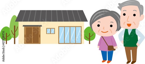 平屋一戸建てを見る高齢夫婦