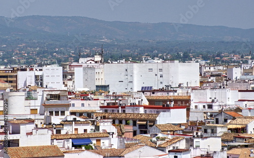 Roof of the old city, panoramic aerial view from the bell tower at the Mezquita - Catedral de Cordoba, Andalusia, Spain © khalid