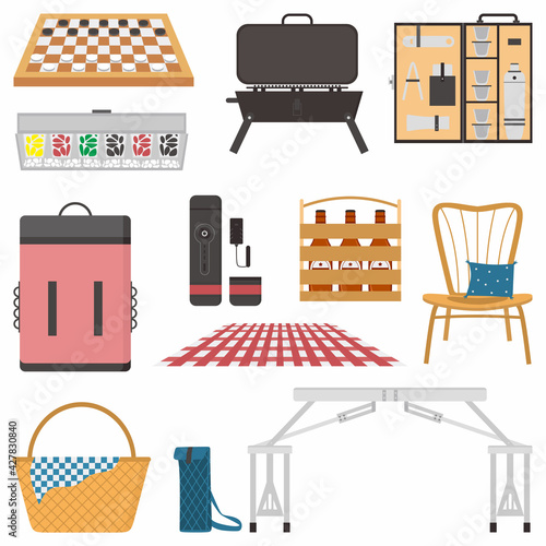 Picnic attributes flat colo...