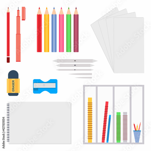 Stationery set in flat styl...