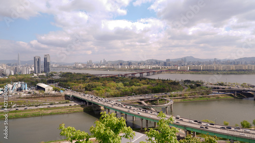 Cityscape of Seoul from Eungbongsan Mountain in Seongdong-gu, Seoul