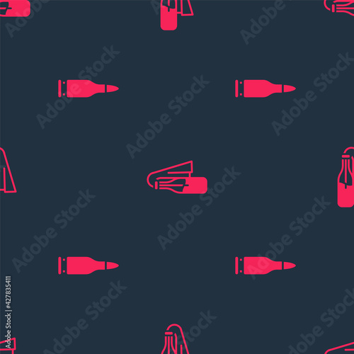 Set Bullet and Cocktail molotov on seamless pattern. Vector