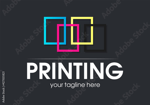 Digital print logo design template. Typography modern sign. Polygraphy and print factory. Express press and photocopy studio.