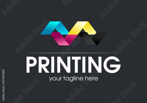 Digital print logo design template. Typography modern sign. Polygraphy and print factory. Express press and photocopy studio.