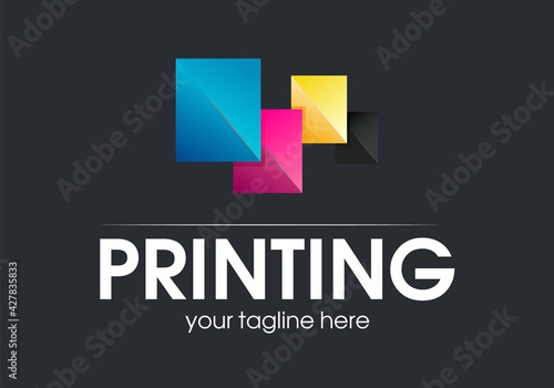 Digital print logo design template. Typography modern sign. Polygraphy and print factory. Express press and photocopy studio.