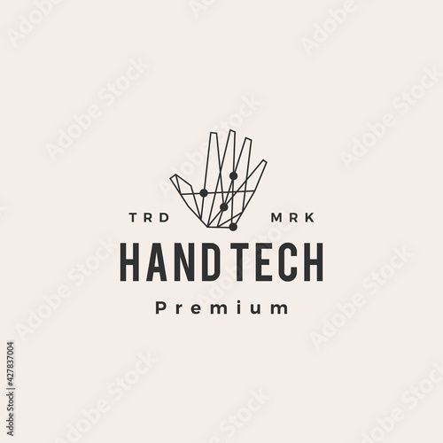 hand tech geometric hipster vintage logo vector icon illustration