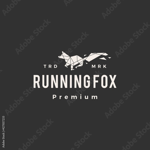 running fox geometric hipster vintage logo vector icon illustration
