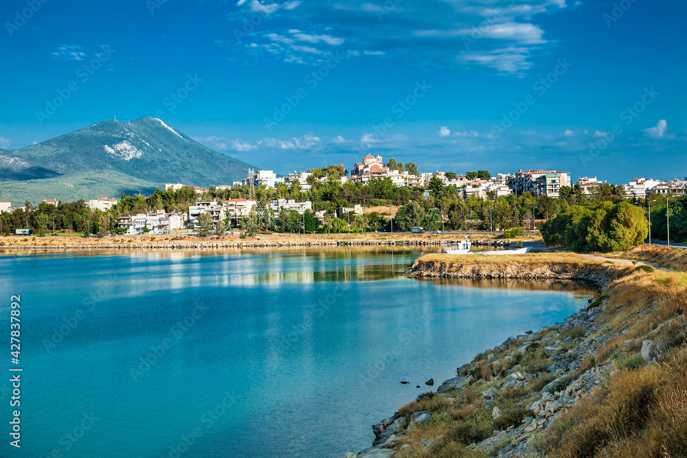 Panoramic view at Kahlkis city  on island Evia ,  Greece.