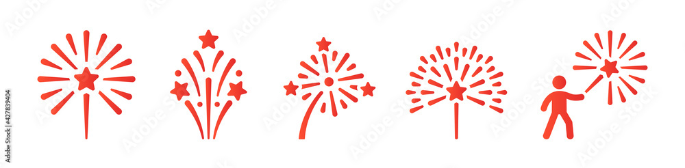 Fireworks for celebrate a festival event. Vector icon design set. Fireworks for celebrate a festival event. Vector icon design set.