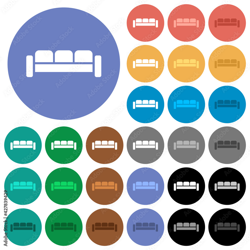 Sofa round flat multi colored icons Sofa round flat multi colored icons