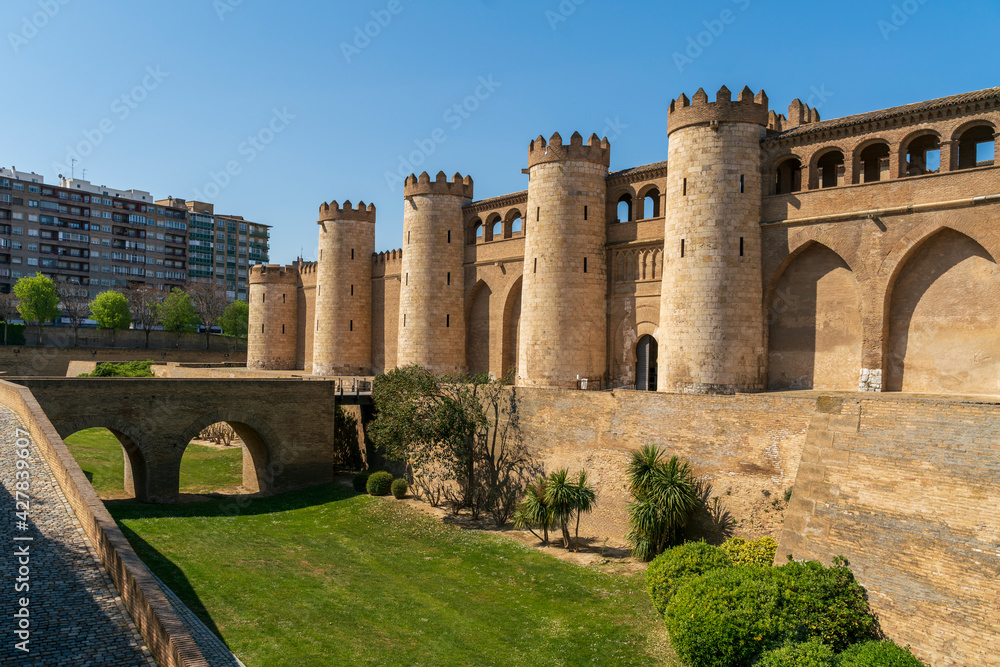La Aljaferia, a fortified medieval Islamic palace in Zaragoza - Spain