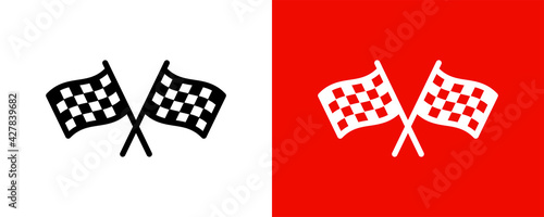 Finish line vector icon. Checkered flag for car racing illustration.