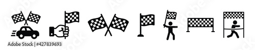 Checkered flag, clipart racing finish flags vector.