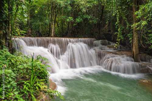 Landscape of Huai mae khamin waterfall Srinakarin national park at Kanchanaburi thailand. © Sumeth