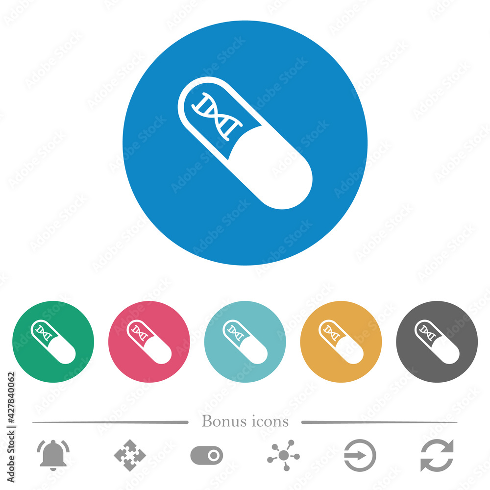 Medicine with dna molecule flat round icons Medicine with dna molecule flat round icons