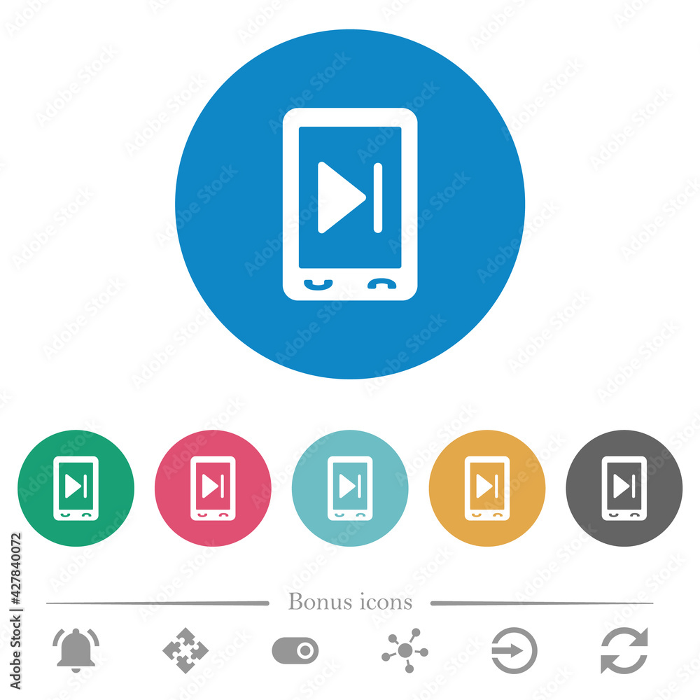 Mobile media next flat round icons