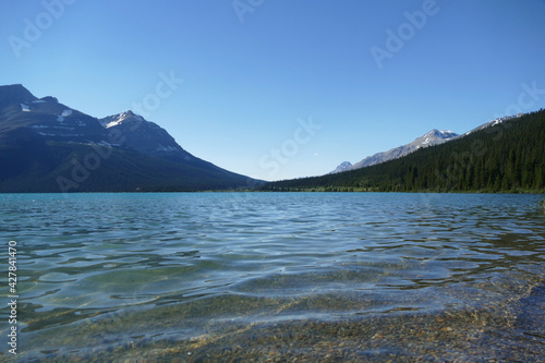Beautiful Bow Lake panoramic view landscape, beautiful Canadian Rockies, Alberta, Canada