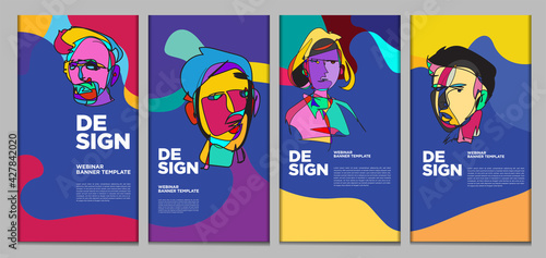 Vector webinar banner template with colorful abstract shape