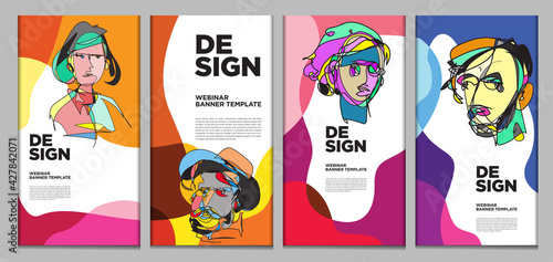 Vector webinar banner template with colorful abstract shape