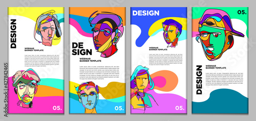 Vector webinar banner template with colorful abstract shape
