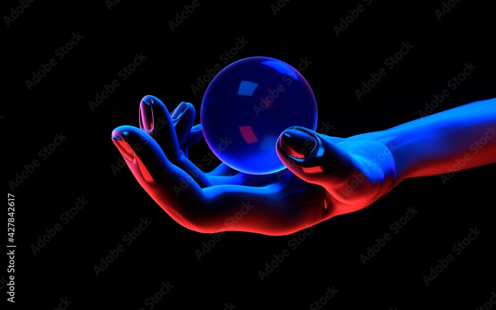 Hand biorobot with elastic material. Future synthetic test. Smart ...