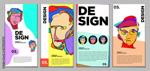 Vector webinar banner template with colorful abstract shape