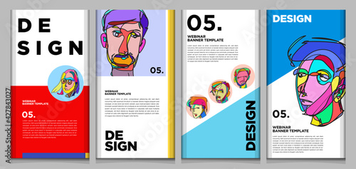 Vector webinar banner template with colorful abstract shape