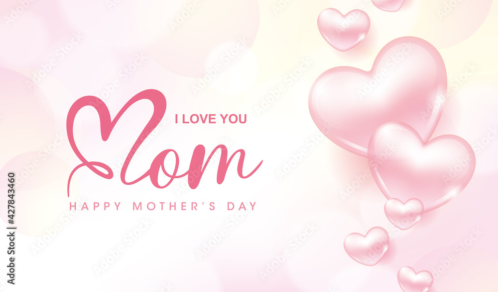 Happy Mother's Day poster and banner template. Vector illustration for greeting card, women's day, shop, invitation, discount, sale, flyer, decoration.