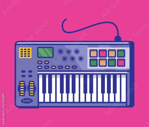 Midi keyboard vector illustration. Midi controller icon