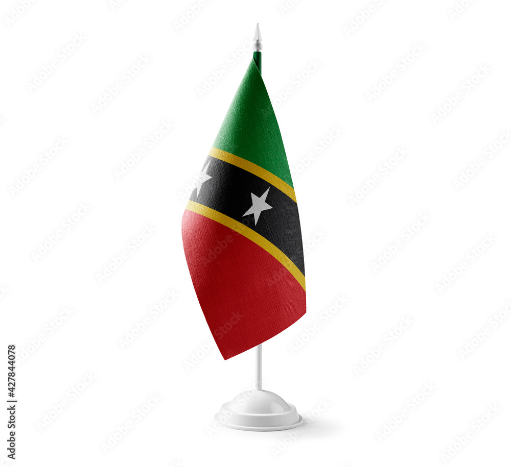 Obraz premium Small national flag of the Saint Kitts and Nevis on a white background