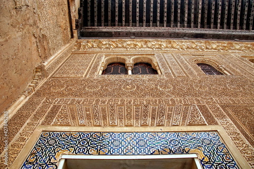 Detail of the famous Alhambra palace Granada Andalusia Spain.