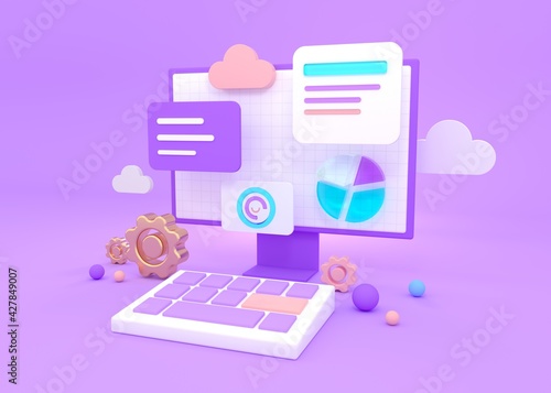 3d like social applications internet technology with oline platform, web concept from future communication systems. chat on smart device. smartphone crypto art graphics. 3d illustration
