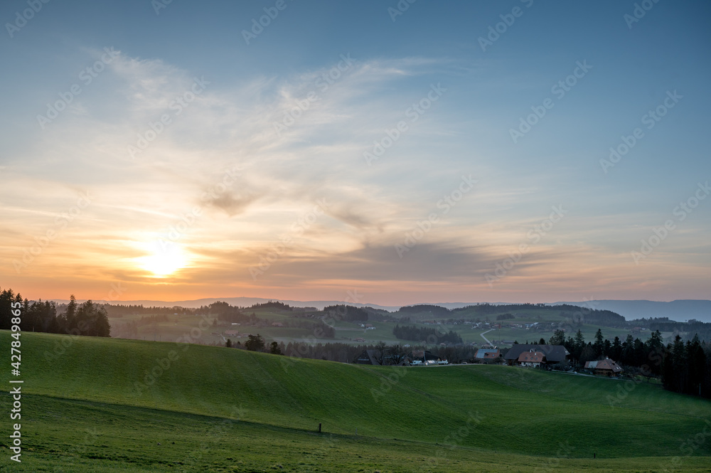 spring sunset near Dürrenroth, Emmental