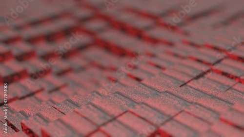 Wallpaper Mural background from animated cubes with a red glow. abstract loop background. 3d render Torontodigital.ca