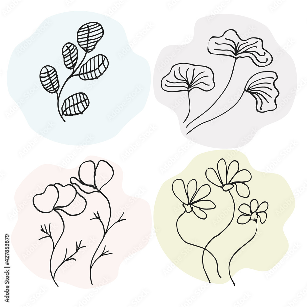 Vector hand drawn flowers. Floral design decorations. Vector hand drawn flowers. Floral design decorations.