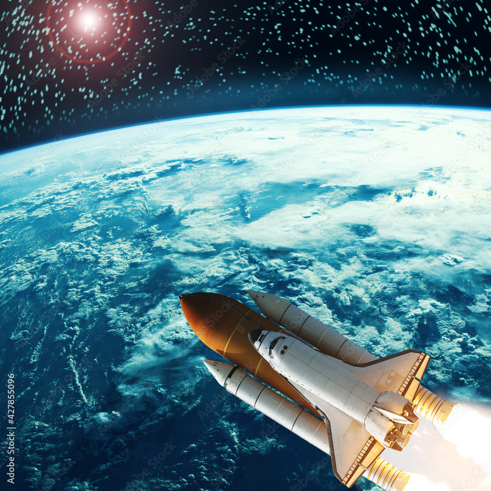 Naklejka premium Rocket and space. The elements of this image furnished by NASA.