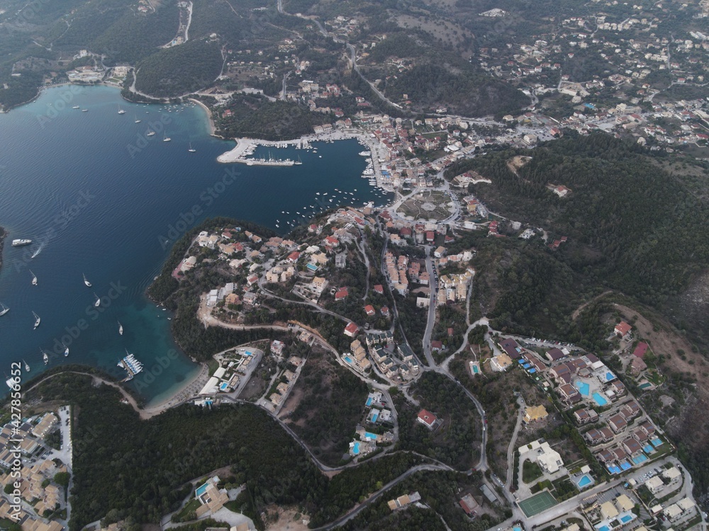 Aerial view of famous syvota tourist destination in epirus greece