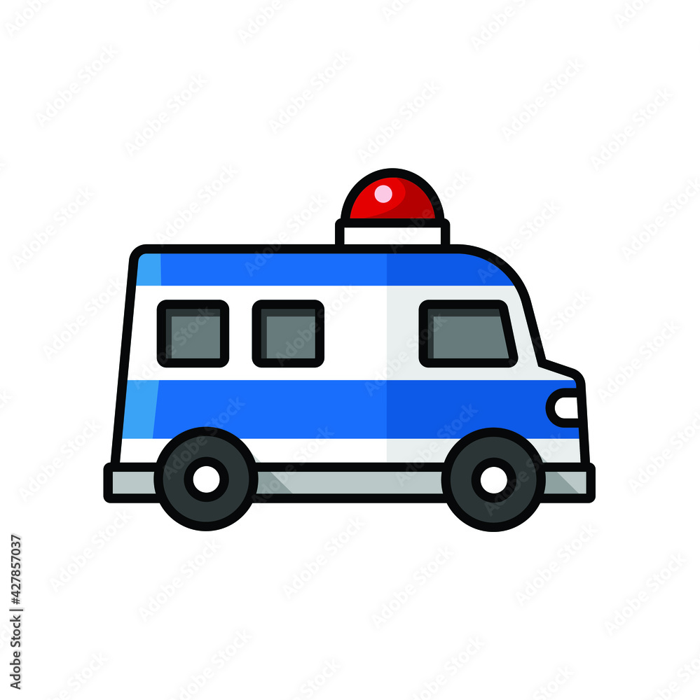 Ambulance in drawing style isolated vector. icon in trendy simple style isolated on white background. Symbol for your web site design, logo, app, UI. Vector illustration, EPS
