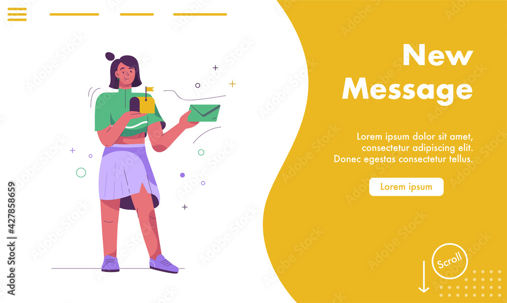 Vector landing page of New message concept Vector landing page of New message concept
