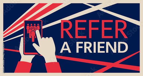 Referral program creative banner in vintage style