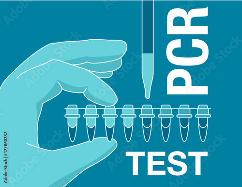 PCR testing poster with sample and hand