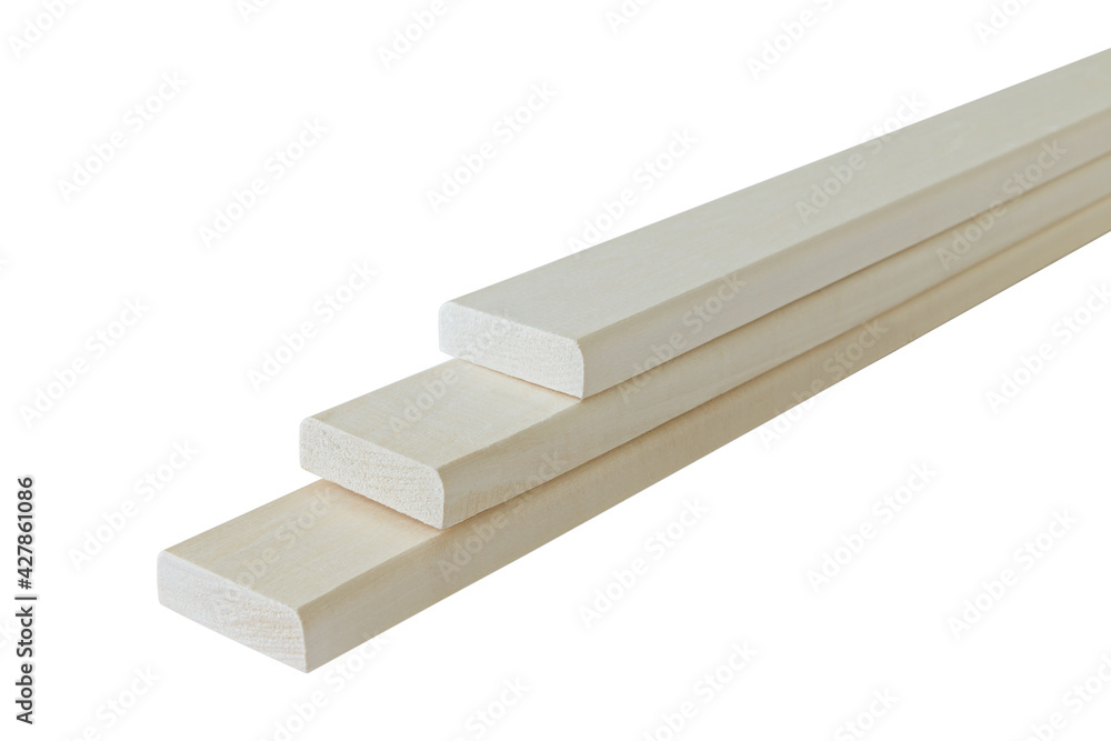 three planed bright wooden boards on a white background three planed bright wooden boards on a white background