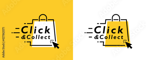 Click and collect line icon isolated on white background. Concept online order. Design for ecommerce, internet orders, internet sales and retail.