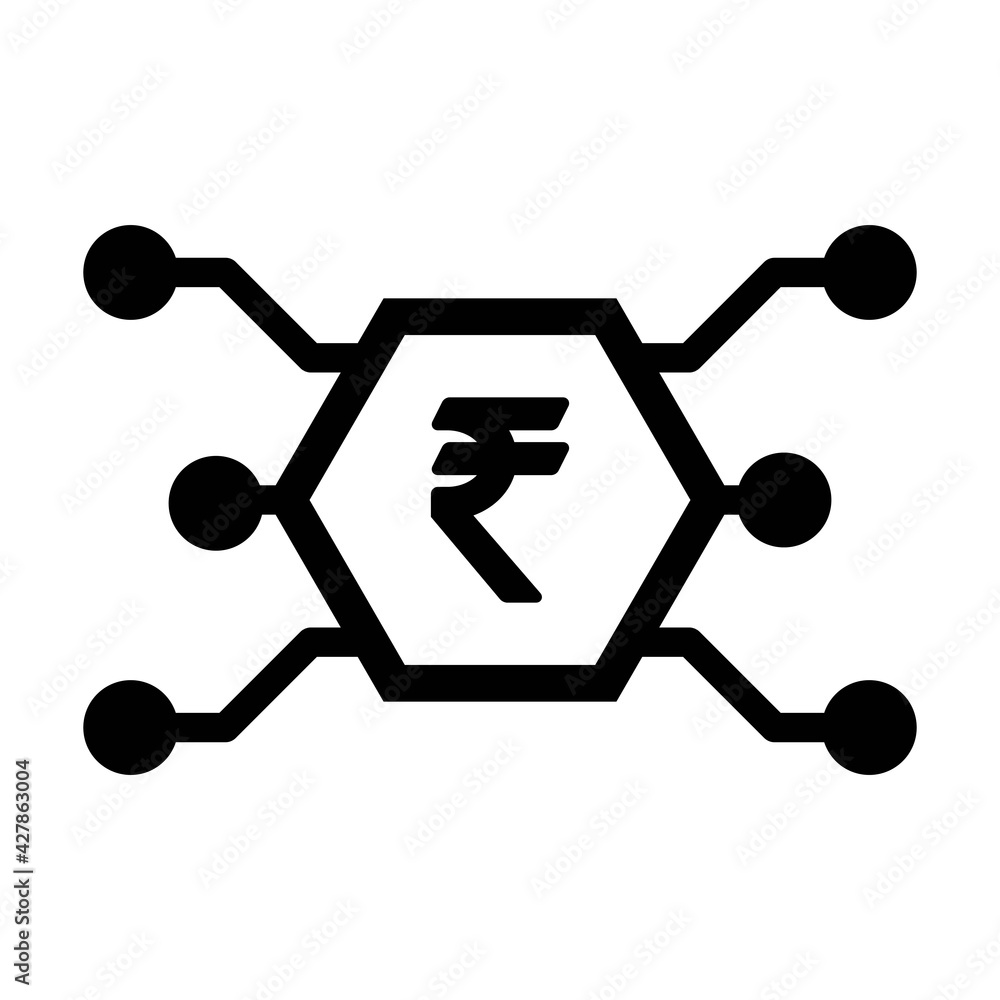 Digital rupee icon vector currency symbol for digital transactions for asset and wallet in a flat color glyph pictogram illustration Digital rupee icon vector currency symbol for digital transactions for asset and wallet in a flat color glyph pictogram illustration